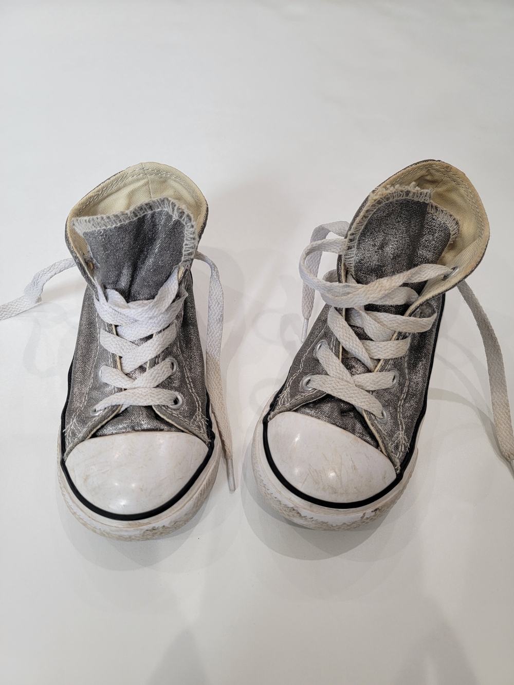 Converse Kids Silver and White High-Top Sneakers Size US 9